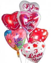 6 Heart Shaped Mylar Balloons